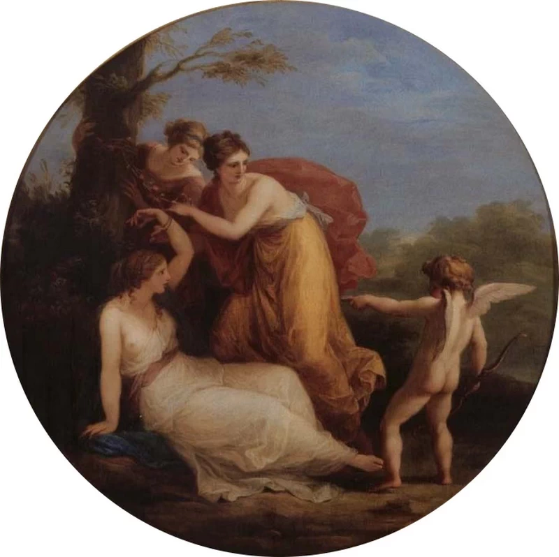Angelika Kauffmann - Aglaia legata all'albero da Cupido